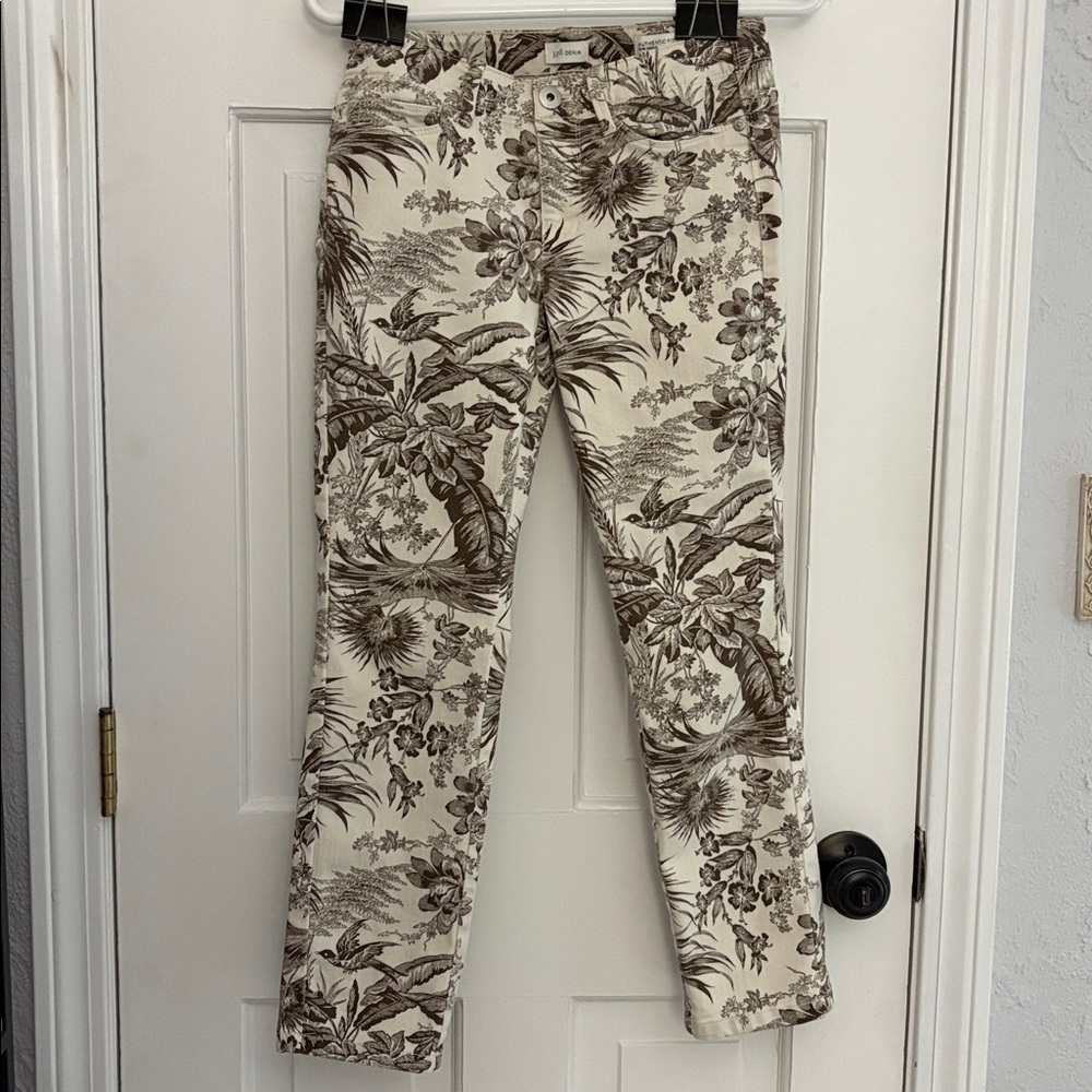 J. Jill Denim Floral Pants in Cream and Brown 0 Petite